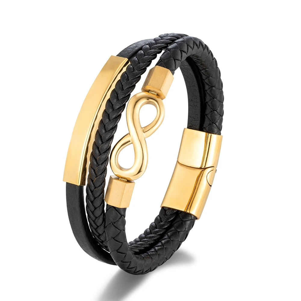 Classic Men Infinity Bracelet Multilayer Braided Leather Bracelets