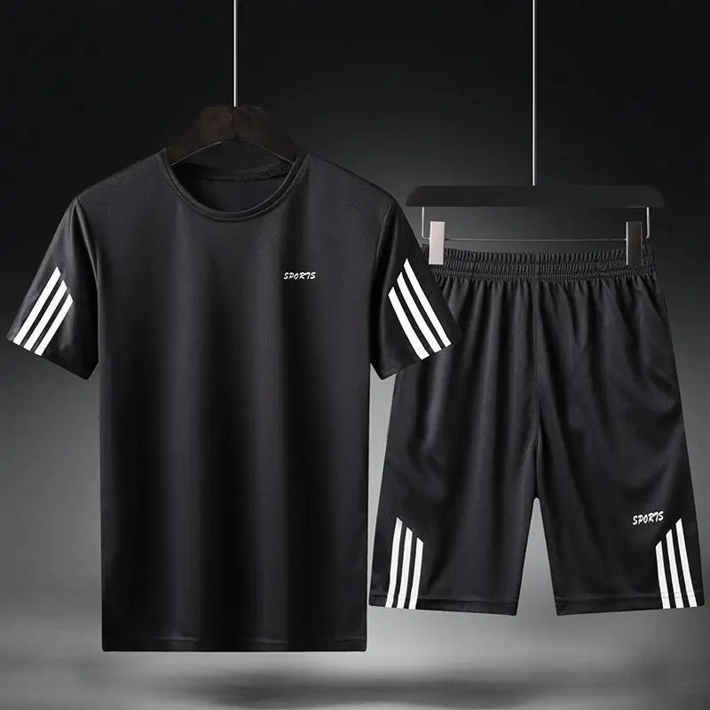 Summer Breathable Sports Mens Shorts Quick Drying T-Shirt Suit