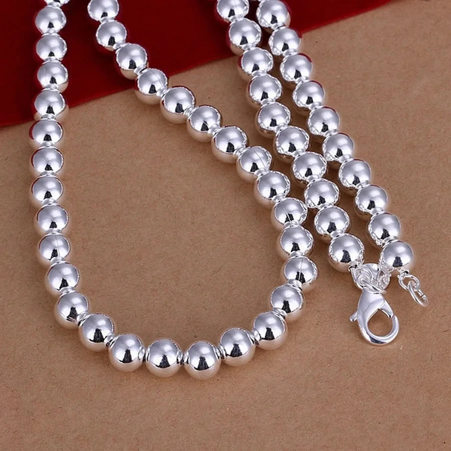 Beads Chain 925 Sterling Silver Necklace for Womens