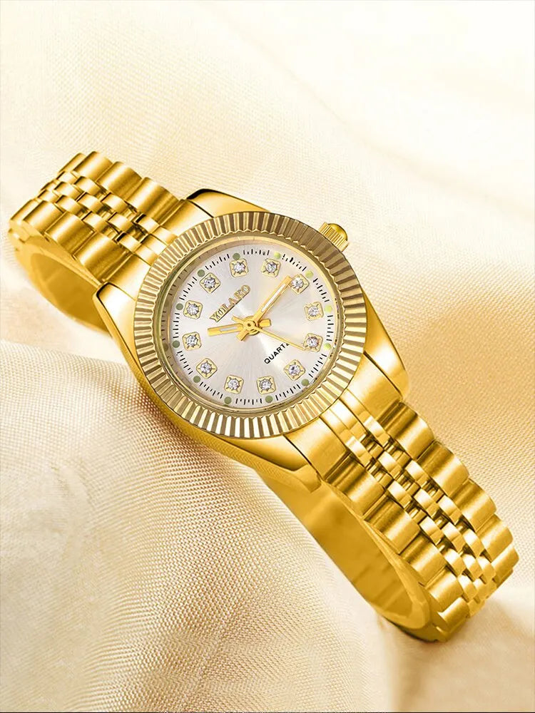 Fashion Gold Steel Bracelet Womens Quartz Watch