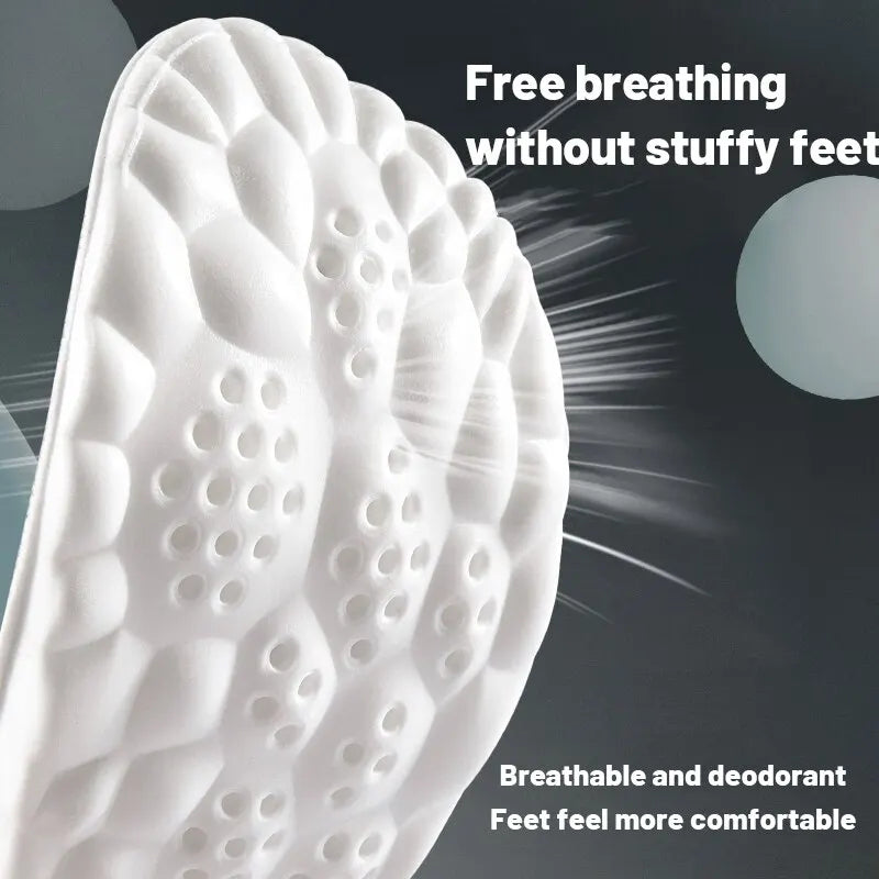 Sport Shoes Insoles 4D Shock Absorption Deodorant Breathable Cushion