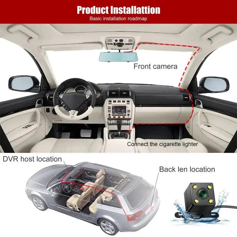 DVR HD 1080P 3-Lens Inside Vehicle Dashcam - On Sale On