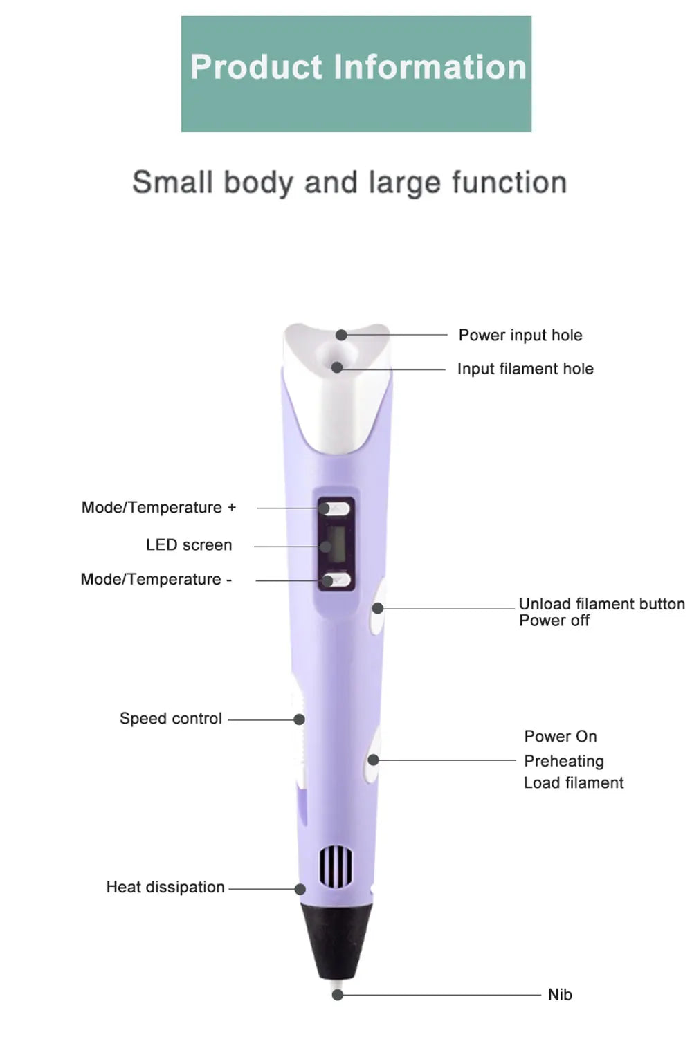 3D Printing Pen DIY Drawing Pens 9/50/100M 1.75mm PLA Filament