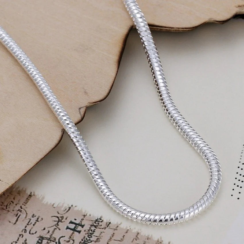 925 Sterling Silver 3MM Snake Chain Bracelets Charm for Women