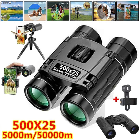 500X25 Portable Hd Zoom 5000M/50000M Binoculars Telescope Folding