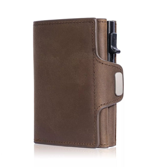 Pop Up Credit Card Case with RFID Protection Genuine Leather  Wallet