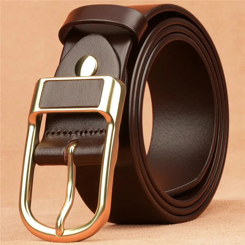 Genuine Leather For Mens High Quality Buckle Jeans Cowskin Casual Belts