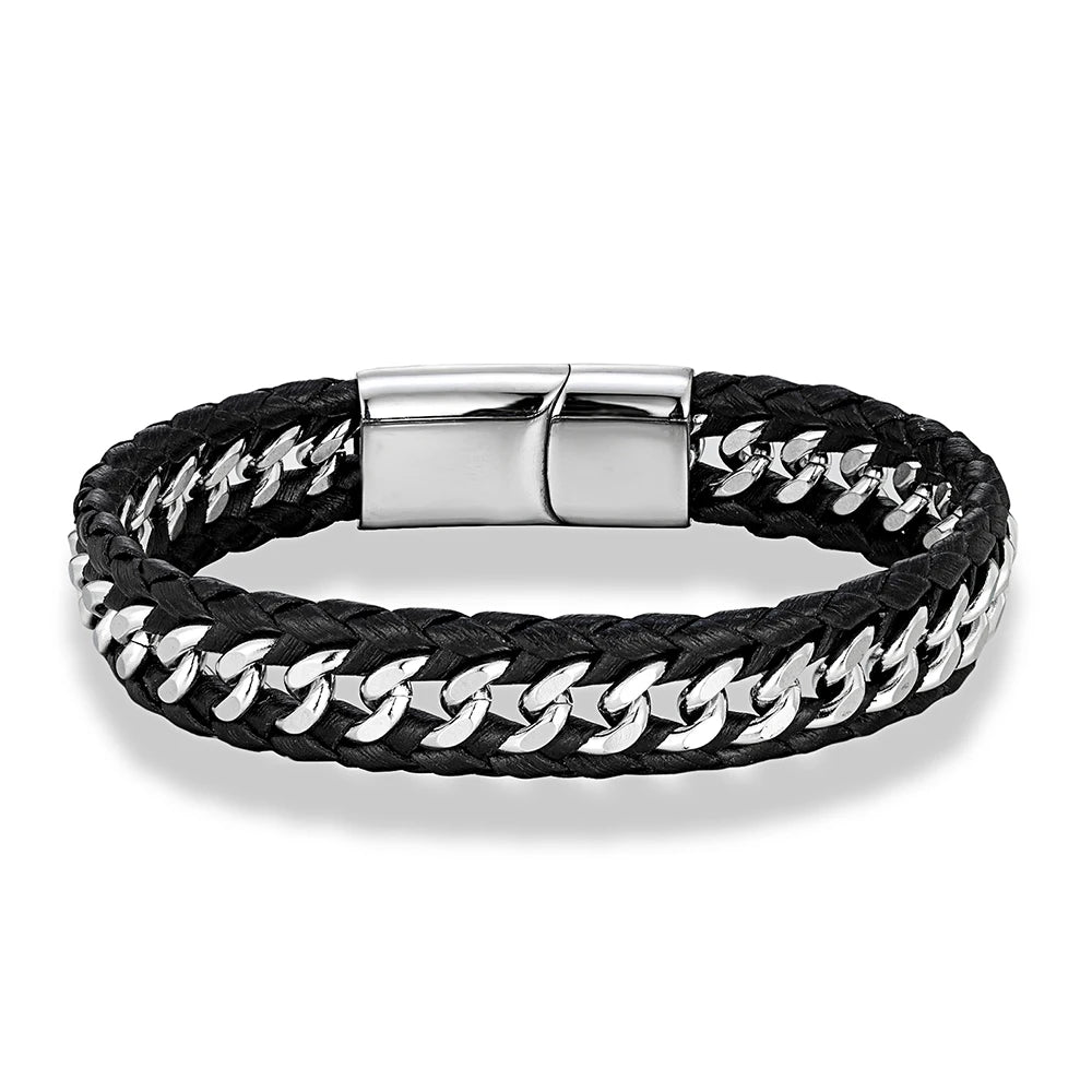 Punk Men Braided Woven Leather Bracelets for Friend Charm