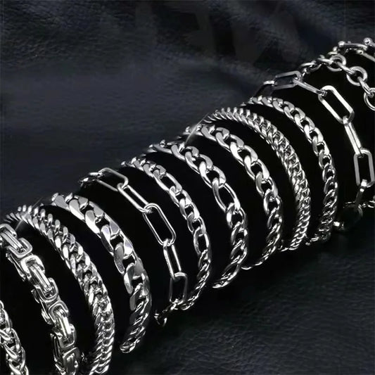 316L Stainless Steel Cuban Chain Bracelet for Mens Womens