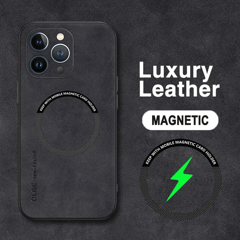 Magnetic For Magsafe Leather Phone Case For iPhone 15 14 13 12 11