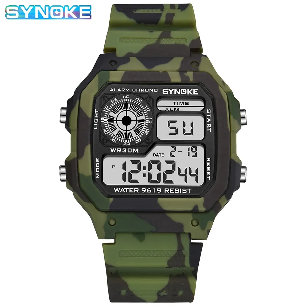 Outdoor Military Mens Digital Watch Sports Waterproof Multifunctional Luminous