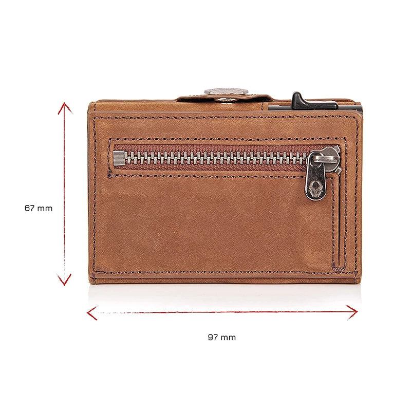 Pop Up Credit Card Case with RFID Protection Genuine Leather  Wallet