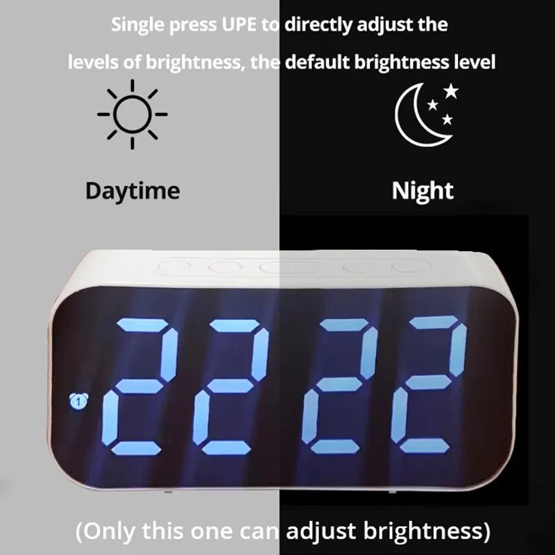 LED Mirror Table Digital Alarm Clock