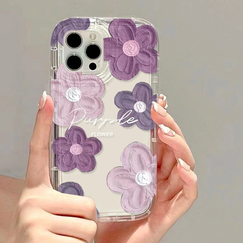 Flower Phone Case For iPhone 15 14 13 Pro Max Aesthetic Floral Cute Cover