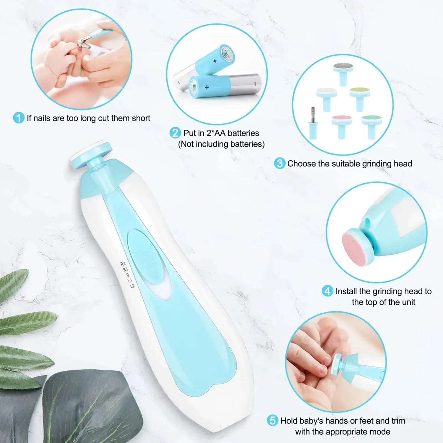 6 in 1 Electric Baby Nail Trimmer Sharpener