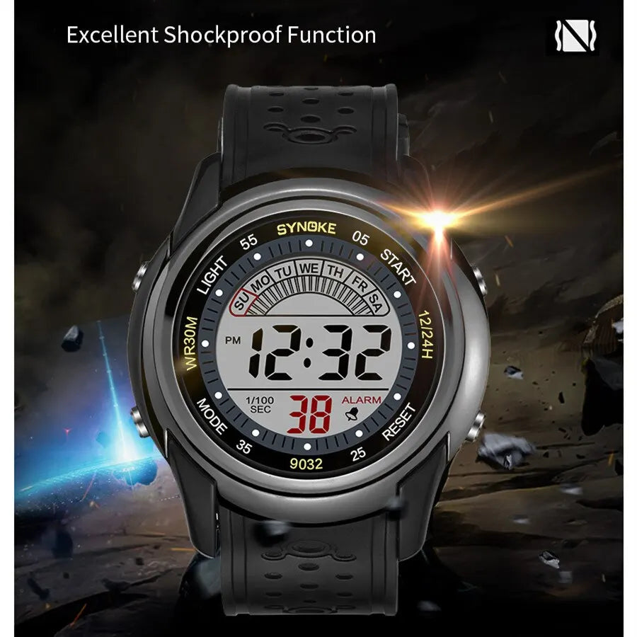 SYNOKE Mens Digital Watch Multifunction Waterproof Luminous