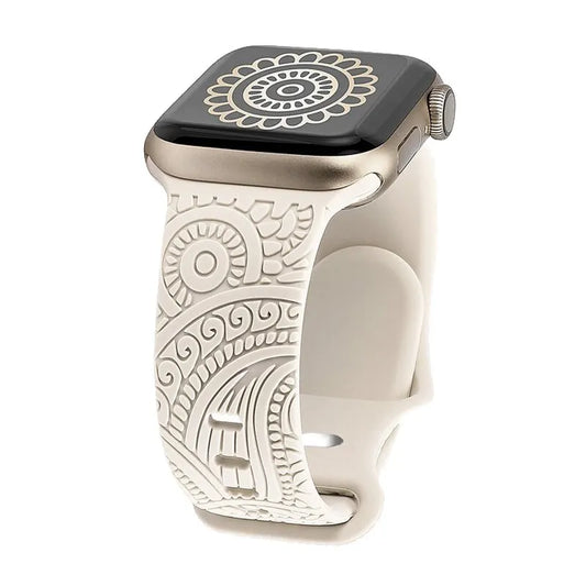 Hot Engraved Pattern Silicone Band For Apple Watch Iwatch