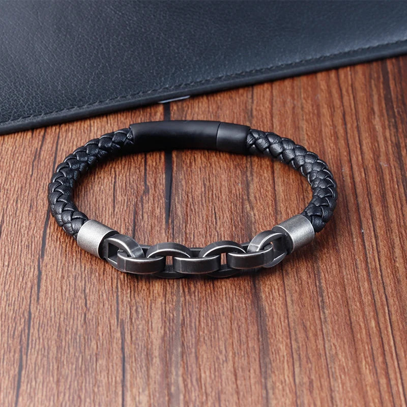 Leather Bracelet Infinity Shape Mens Bracelets