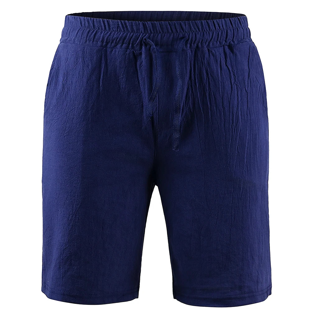 Mens Cotton Linen Shorts Pants Male Summer Breathable Trousers