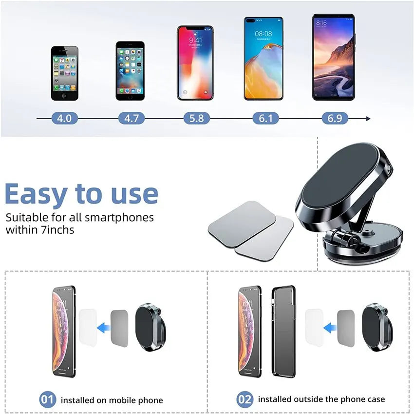 1080 Magnetic Car Phone Holder Magnet Foldable