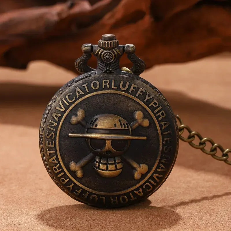 Retro Punk Pirate Captain Quartz Pocket Watch with Bracelet