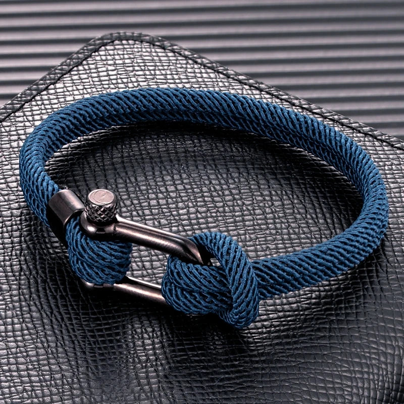 Trendy Unisex Marine Sailor Rope Nautical Survival Shackle Bracelet