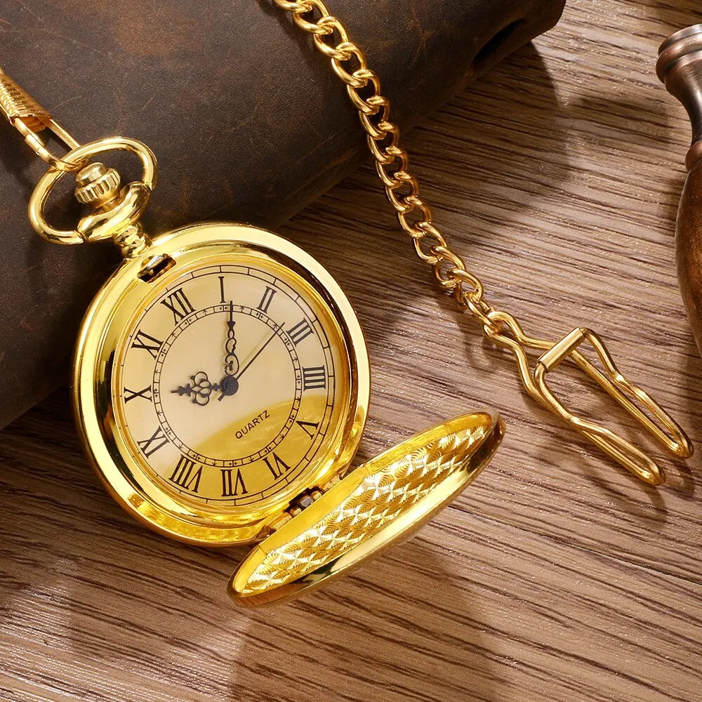 Quartz Roman Numerals Pocket Watch Necklace Pendant