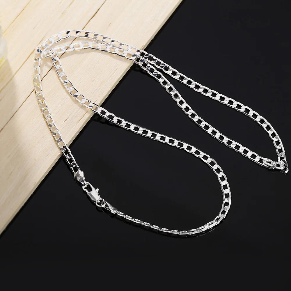 Mens 925 Sterling Silver Necklace Face Chain Necklace Lobster Clasp