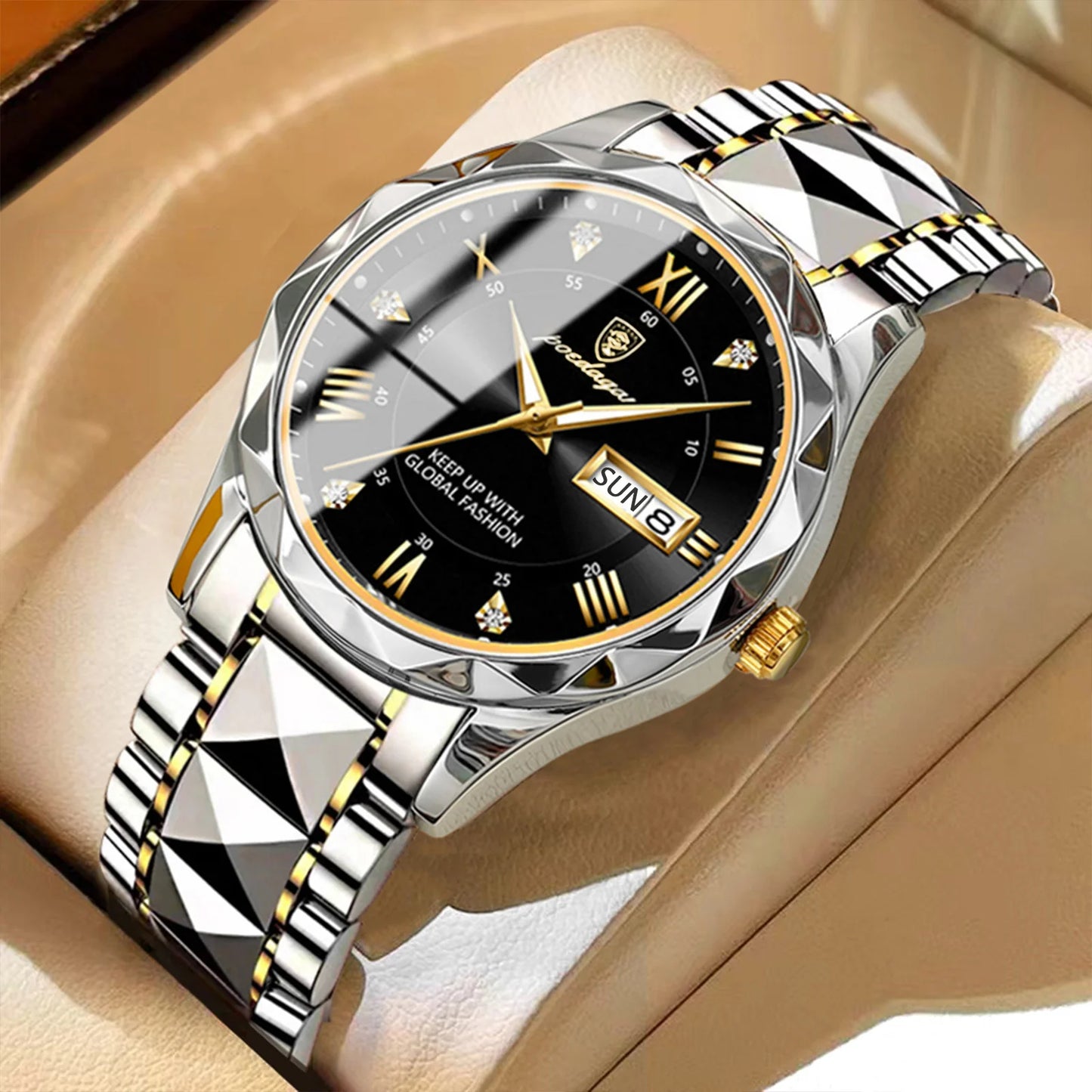 Luxury Man Wristwatch Waterproof Luminous Stainless Steel Quartz Mens Watch