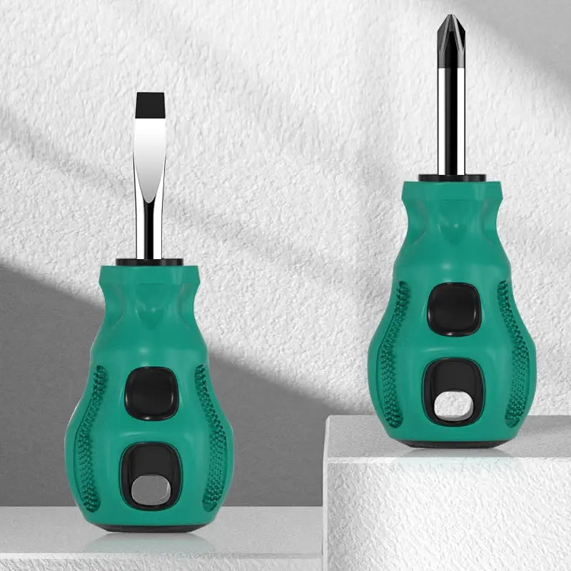 2pcs Short Handle Screwdriver Set Magnetic