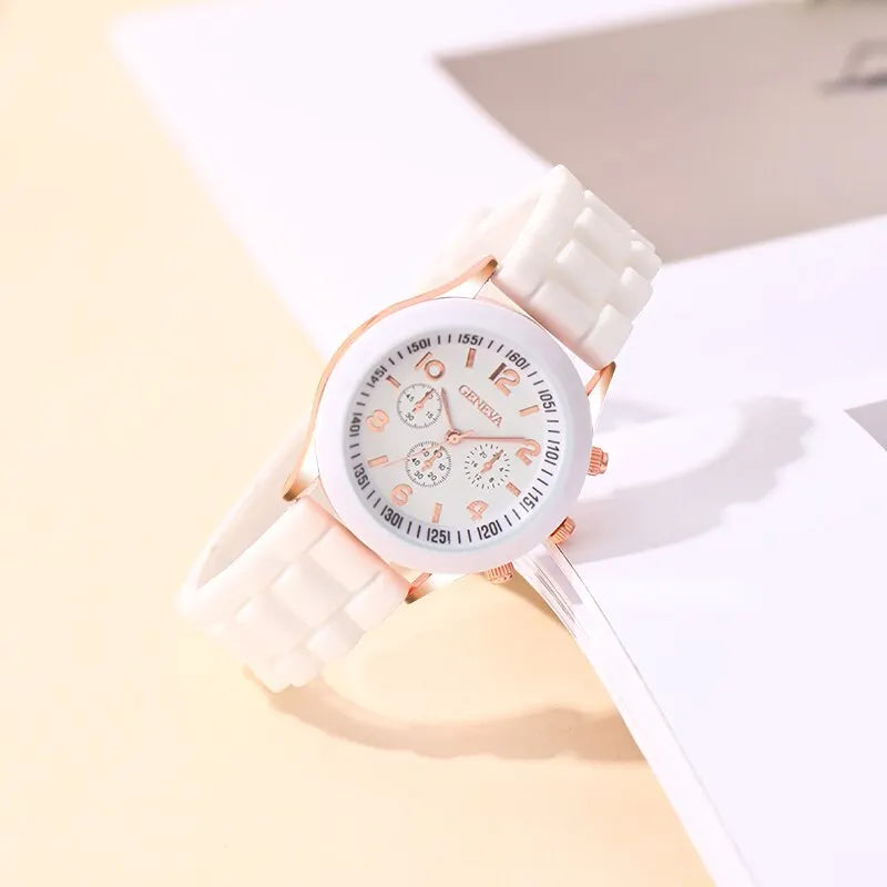 Womens White Silicone Jelly Quartz Watch