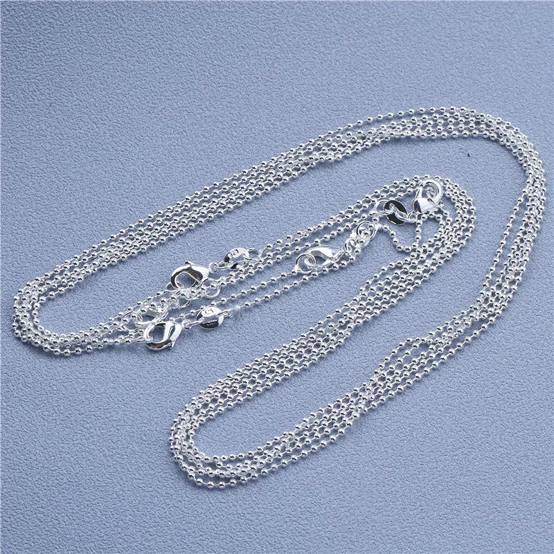 1pcs 925 Sterling Silver Rolo Bead Figaro Chain Necklace for Men Women