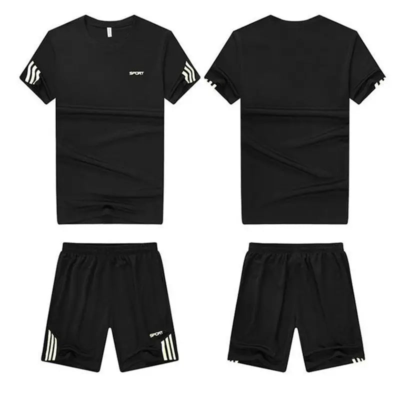 Summer Breathable Sports Mens Shorts Quick Drying T-Shirt Suit