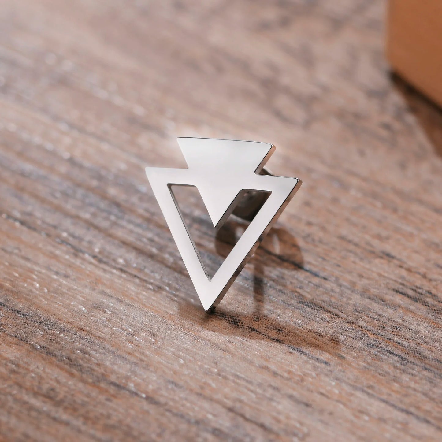 Stud Earring Men Stainless Steel Double Triangle Arrow Geometric Earrings