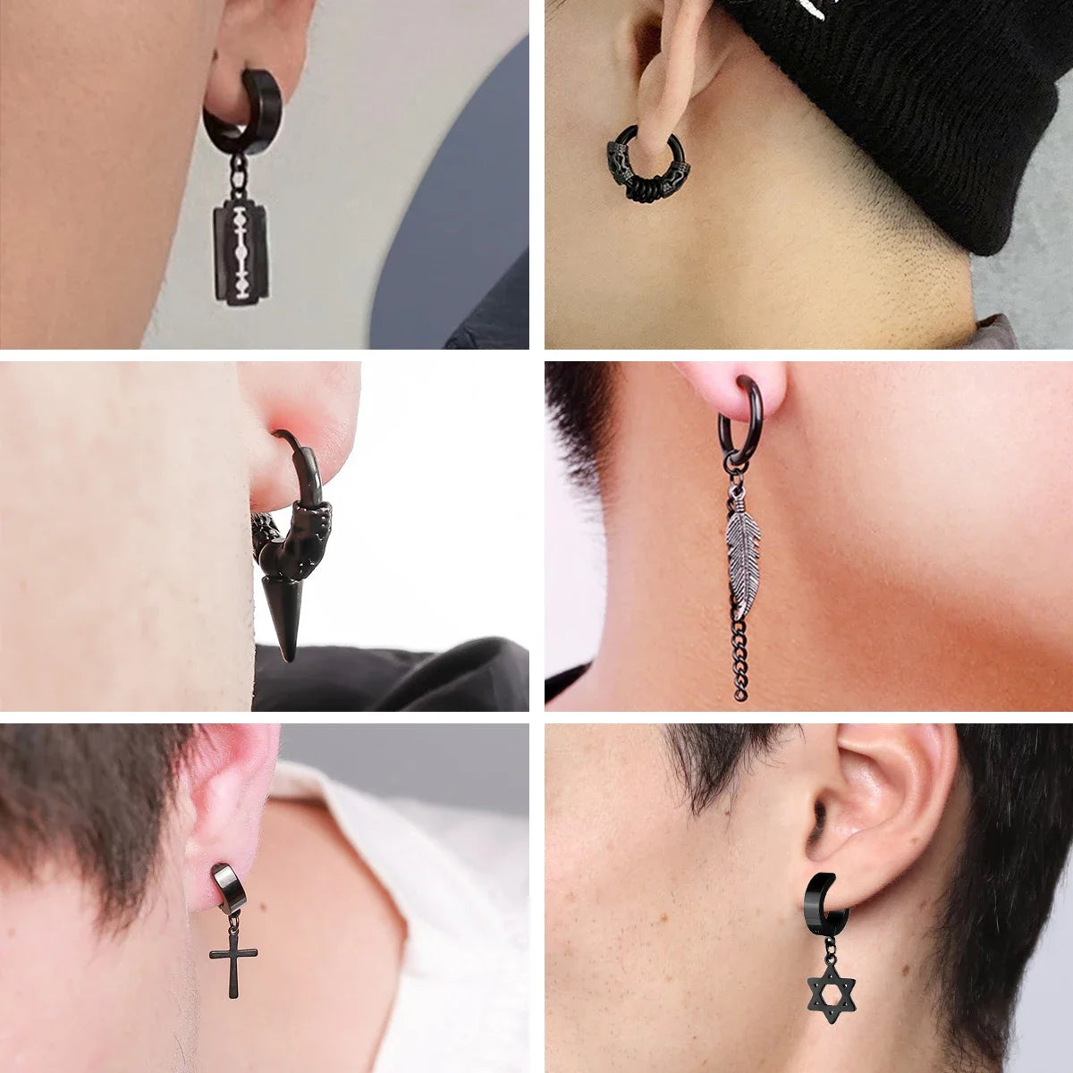 1Pair Fashion Cross Pendant Ear Clip Non Piercing Unisex Earrings