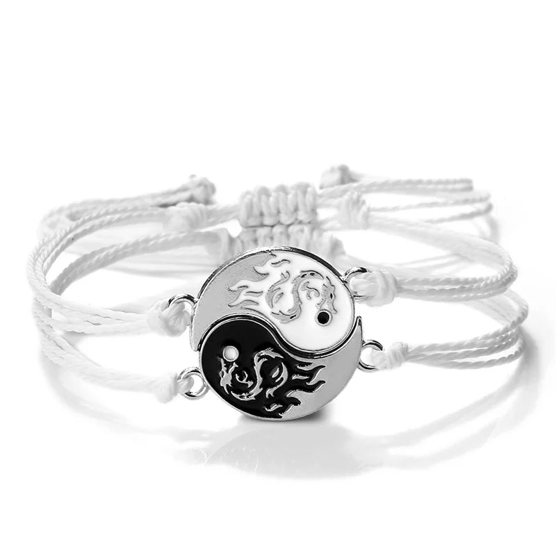 Dragon Tai Chi Gossip Braided Bracelet for Womens Mens