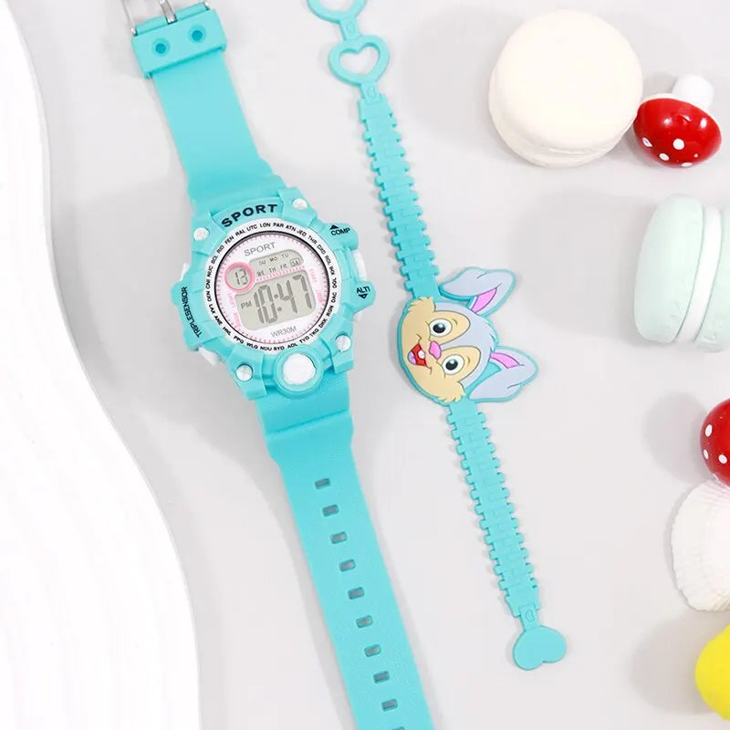 Girls Children Student Watch Cute Rabbit Bracelet Quartz Watch