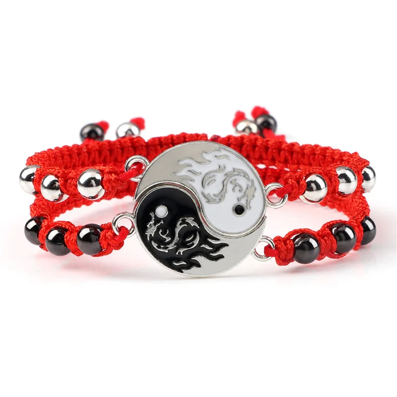 Dragon Tai Chi Gossip Braided Bracelet for Womens Mens