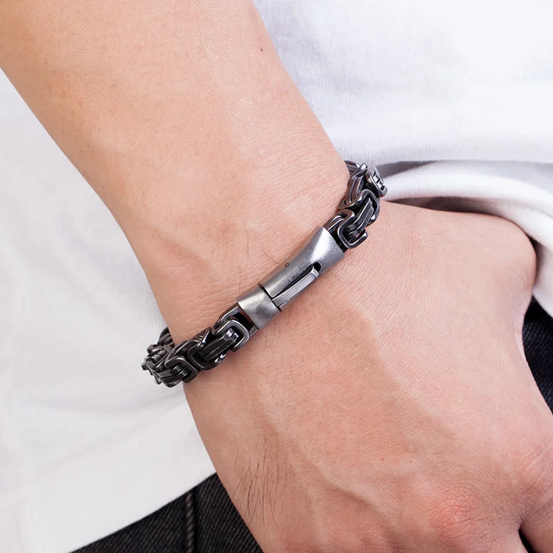 Punk Mens Vintage King Chain Bracelets Stainless Steel Bracelet