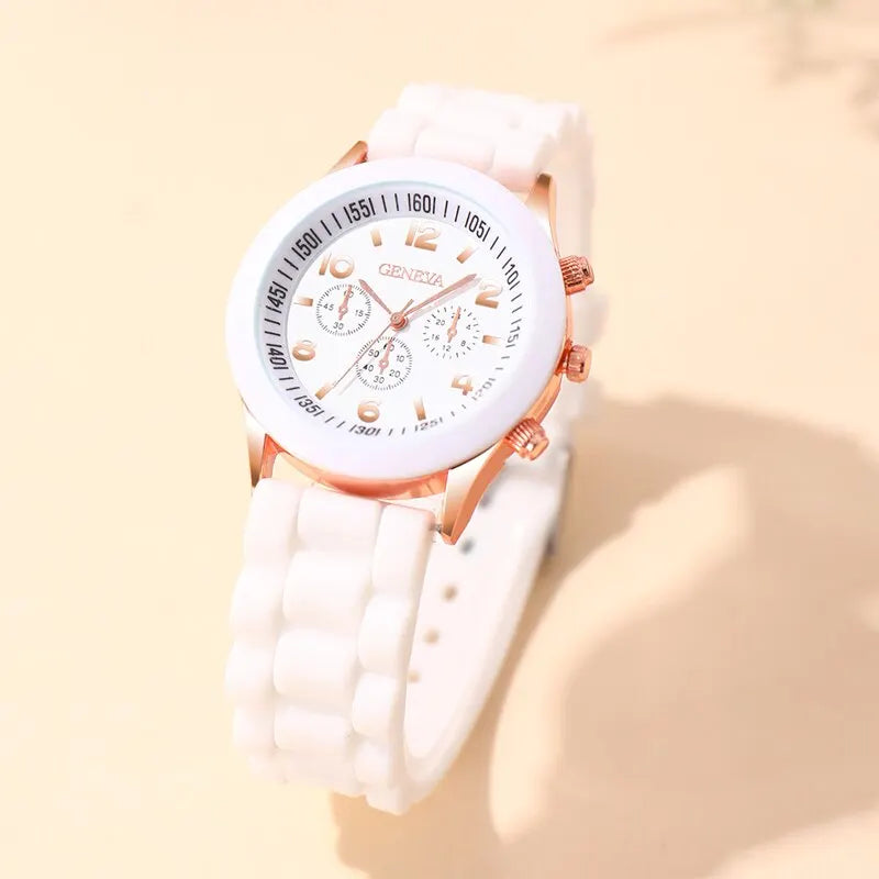 Womens White Silicone Jelly Quartz Watch