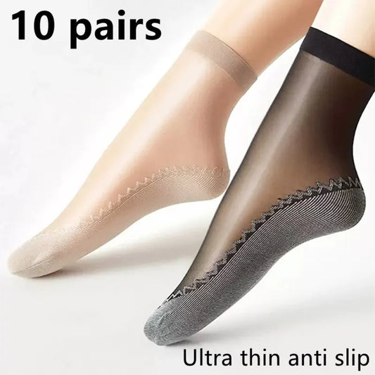 10pairs Womens Anti Slip Socks Sweat Absorbing Cotton Bottom Stretch