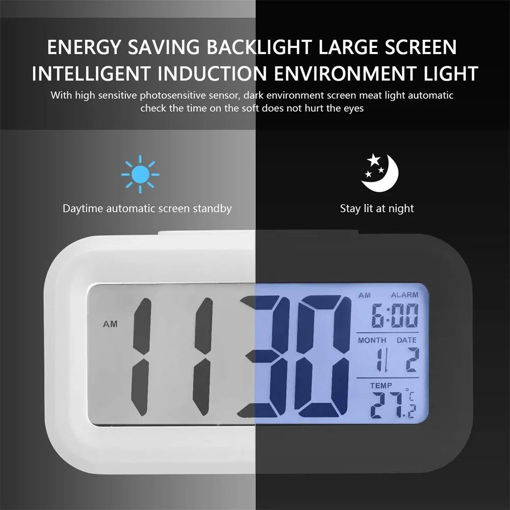 LED Digital Alarm Clock Backlight Snooze Data Time Calendar Table Clock