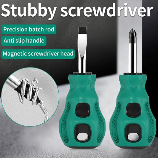 2pcs Short Handle Screwdriver Set Magnetic