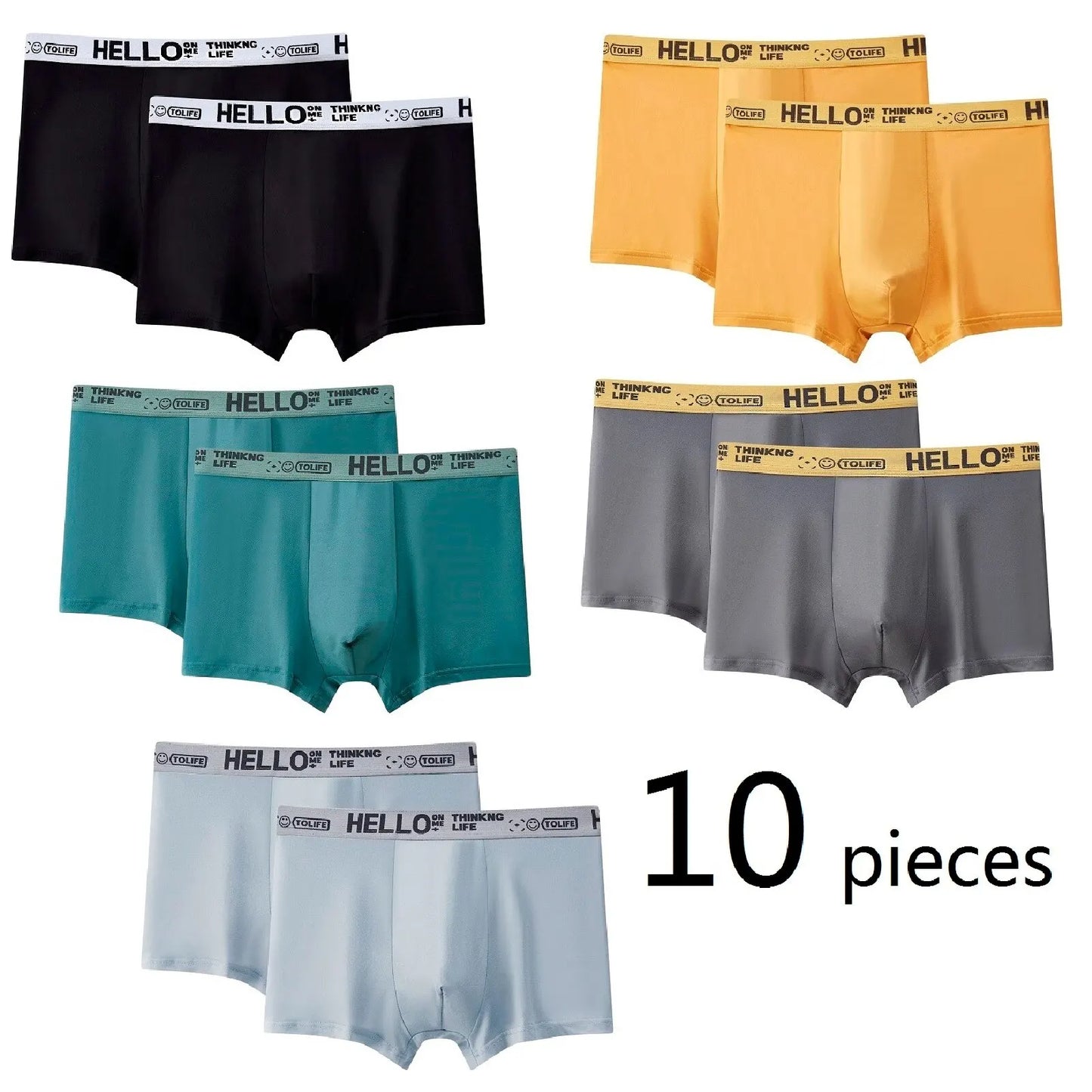 10 Pieces Men Boxers Shorts Underpants Underwear 10 Colors Mixing