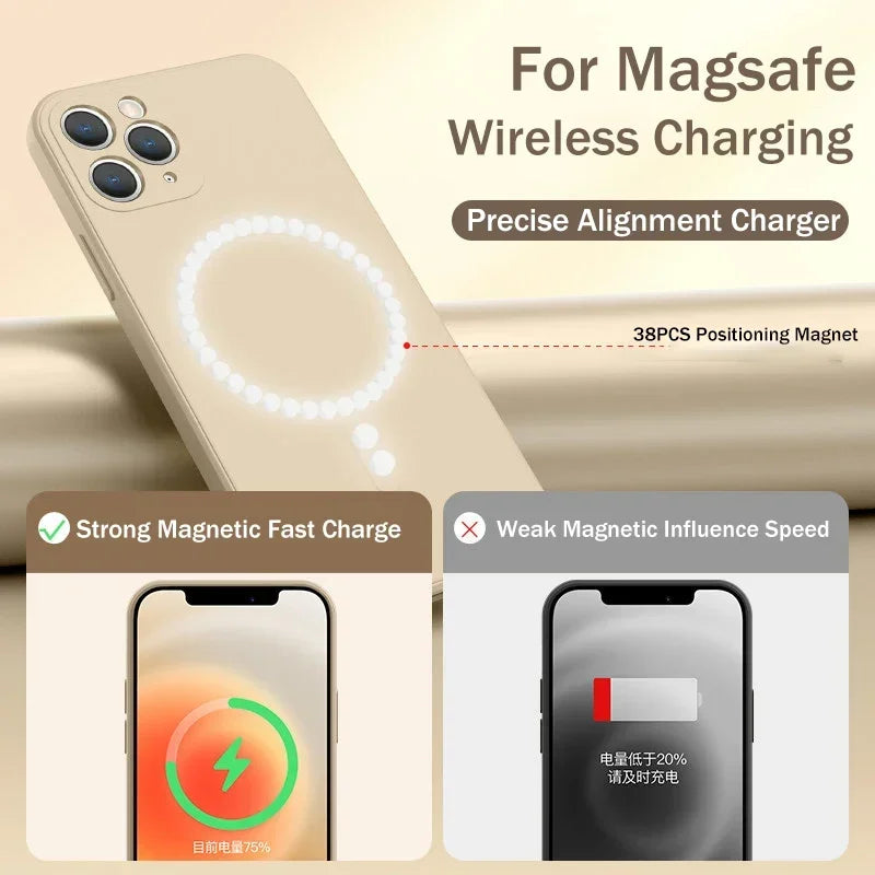 Magsafe Liquid Silicone Phone Case For iPhone 15 14 13 12 Pro Max Plus