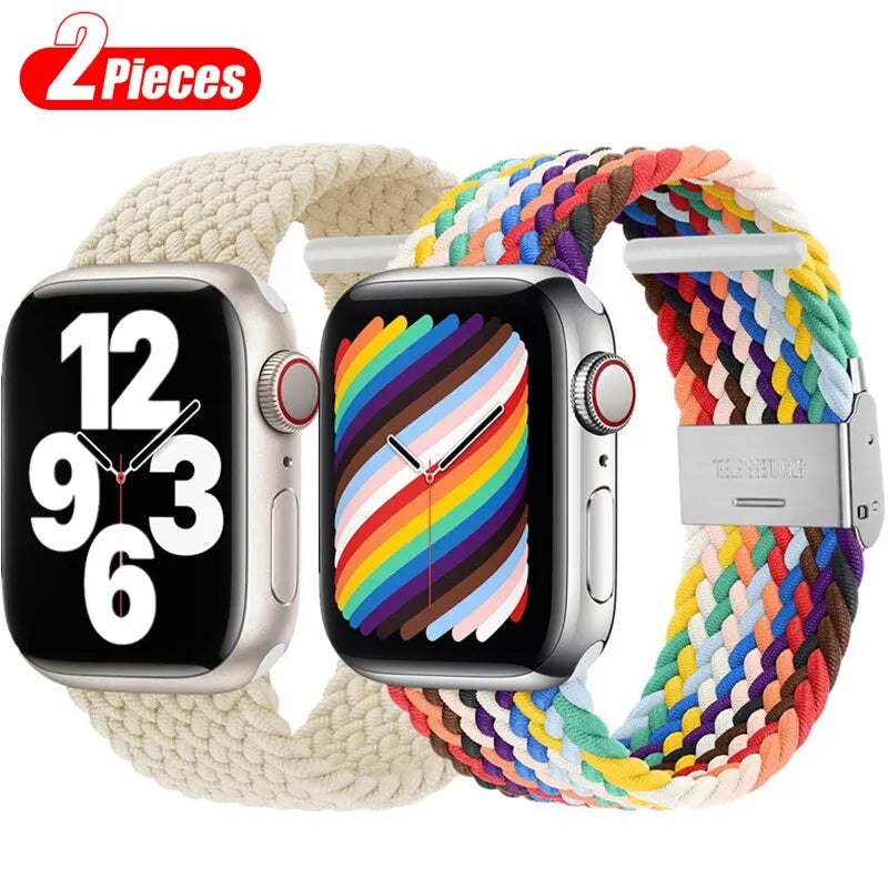 2pcs Braided Solo Loop For Apple Watch Nylon Bracelet