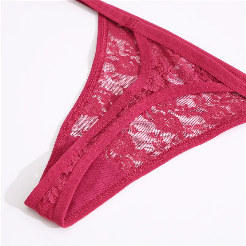 3pcs Lace Womens Panties Floral Sexy Underwear Thongs