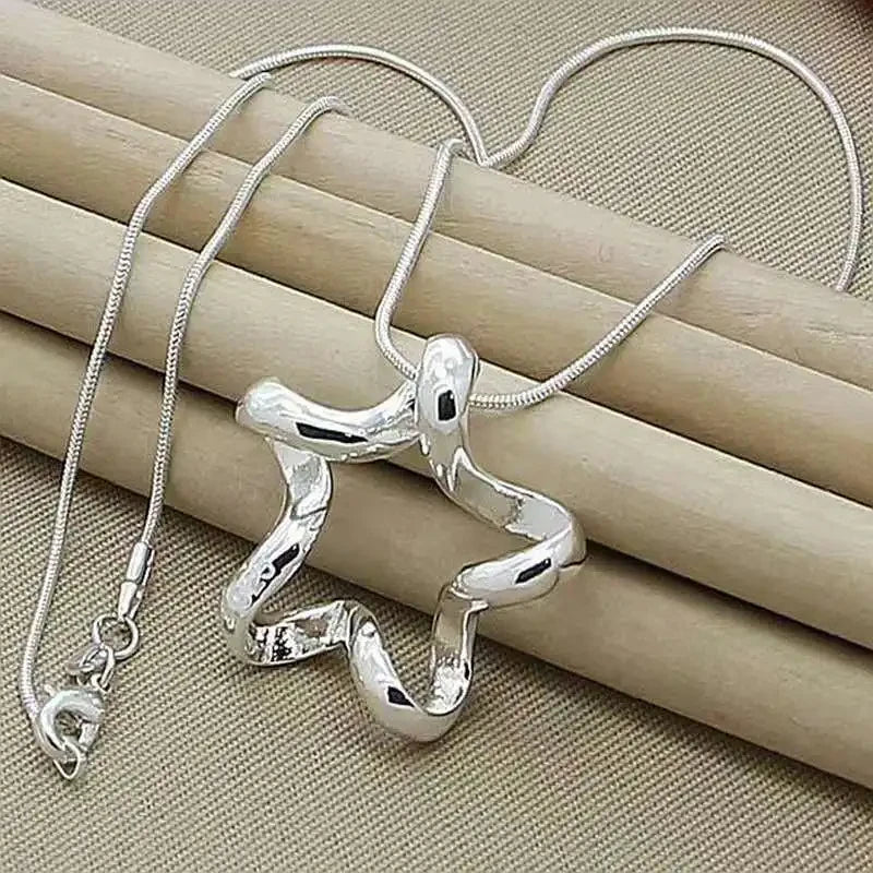 925 Sterling Silver Starfish Star Pendant Necklace for Women