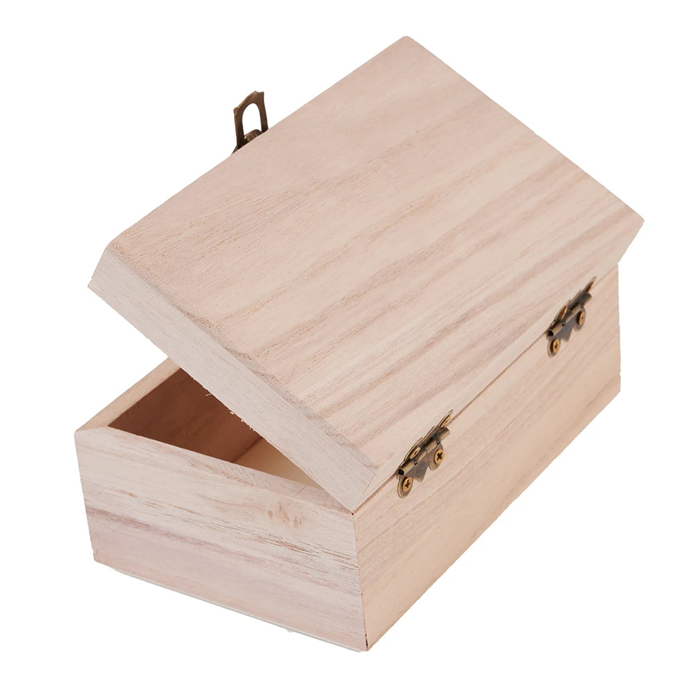 Wooden Square Hinged Storage Boxes Craft Gift Box