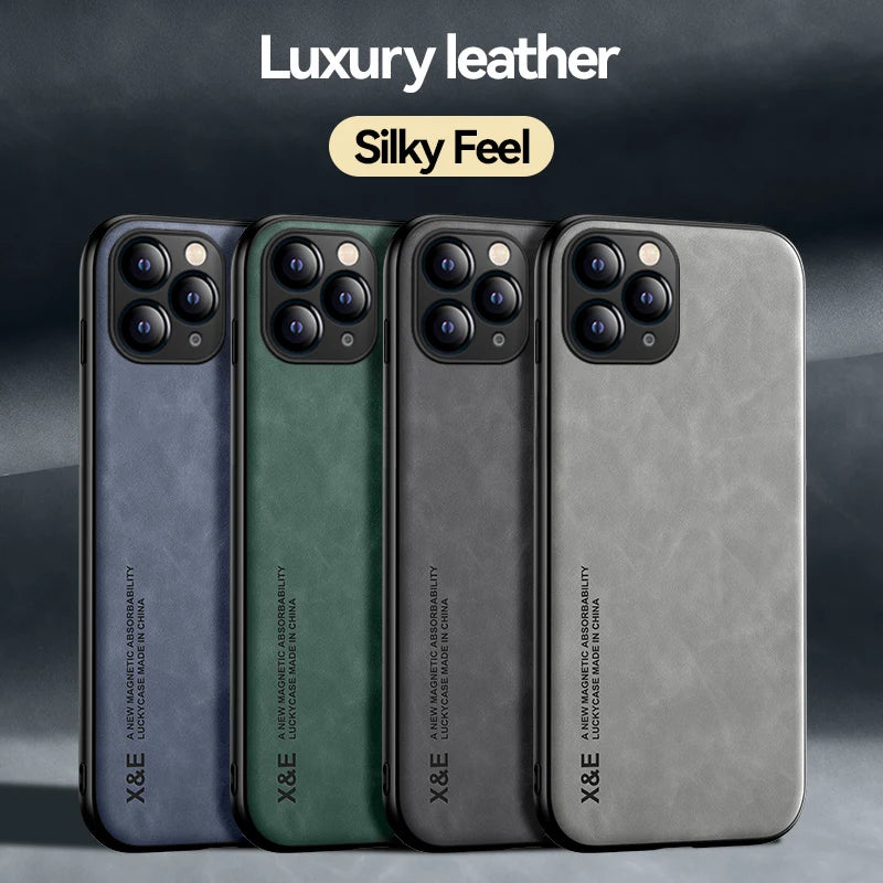 Luxury Leather Phone Case For iPhone 15 14 13 12 11 Pro Max Mini